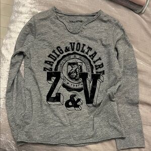 Zadig & Voltaire Charcoal Long Sleeve Tee for Kids